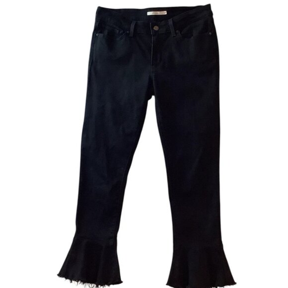 Levis 711 Skinny Flare Cropped Ruffle Hem Jeans Size 29 - Picture 1 of 9